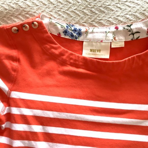 Maeve Anthro Bonnie Boatneck Orange Striped Top XS - Picture 3 of 9